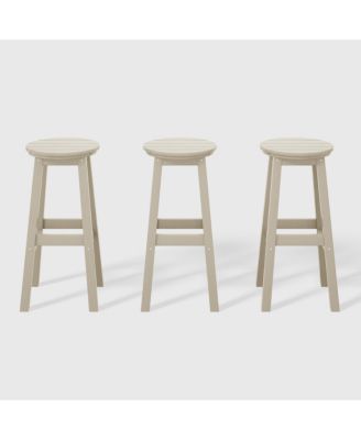 29" HDPE Outdoor Patio Round Bar Stool Set of 3