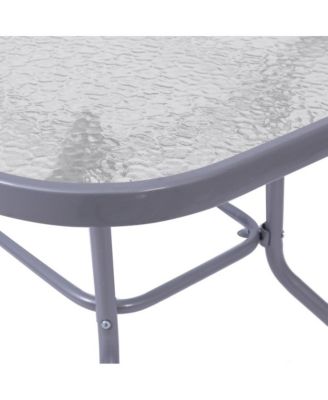 Tala Patio Table With Tempered Glass Top With Umbrella Hole And Steel Frame