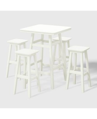 5-Piece HDPE Outdoor Patio Dining Bar Bistro Table Set with Bar Stools
