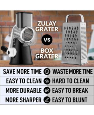 Rotary Cheese Grater 3 Blade Cheese Shredder with Reinforced Suction & 3 Interchangeable Drums