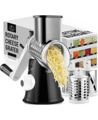 Rotary Cheese Grater 3 Blade Cheese Shredder with Reinforced Suction & 3 Interchangeable Drums