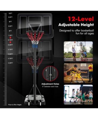 4.25-10 Feet Adjustable Basketball Hoop System with 44 Inch Backboard-A