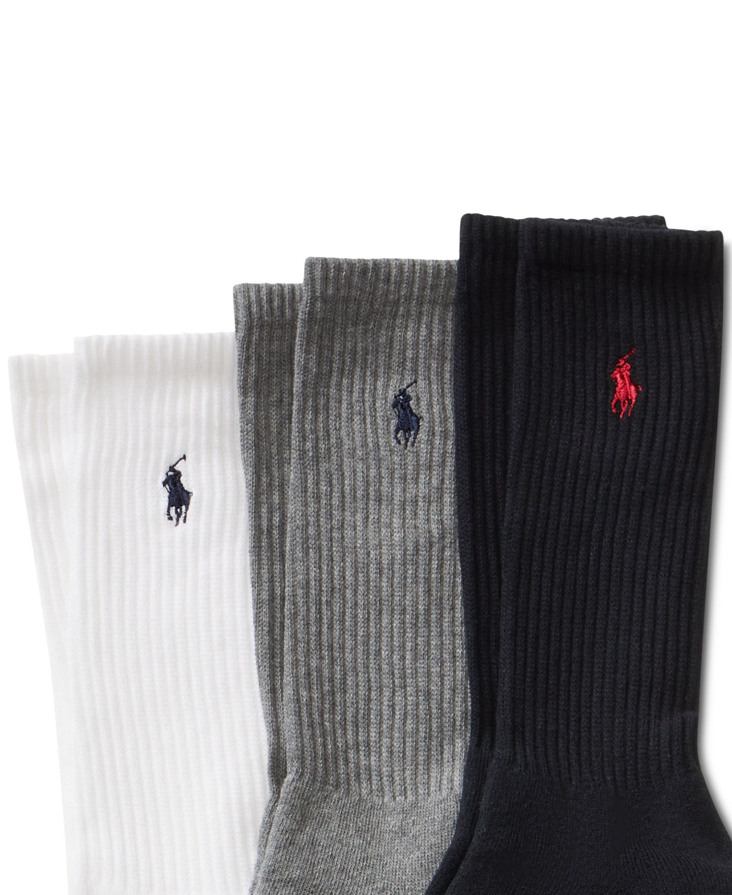 Носки Athletic для мужчин, средней высоты — Polo Ralph Lauren, цвет: Чёрный / Серый — фото 2