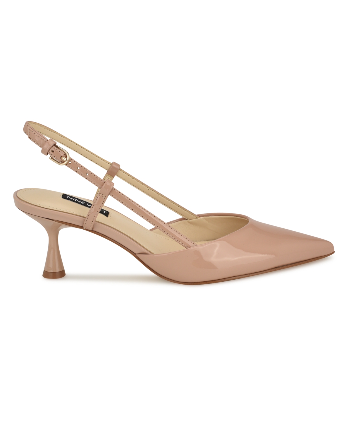 Nine West Women's Rhonda Tapered Heel Slingback Pumps In Light Natural Patent