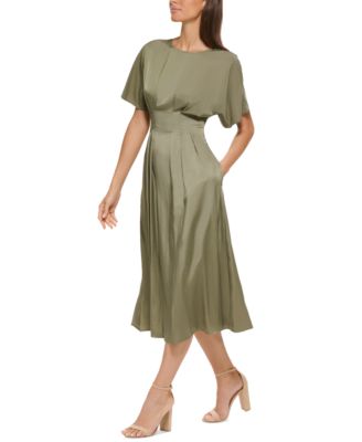 Women's Dolman-Sleeve Cinched-Waist Midi Dress