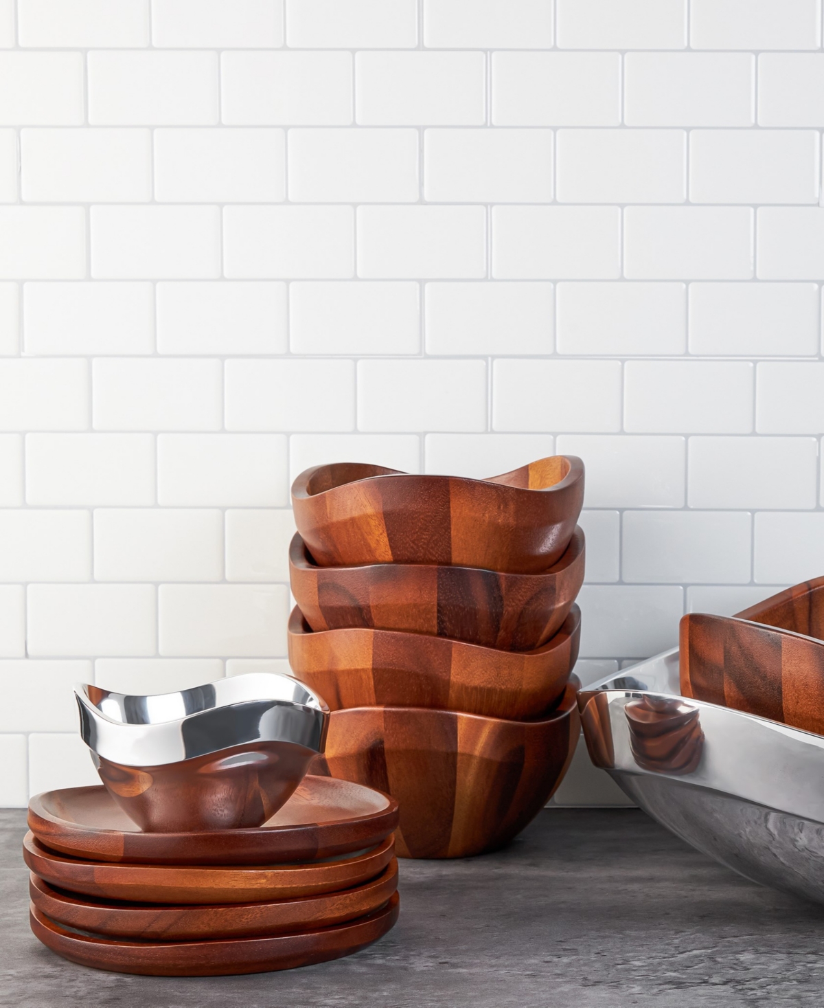 Nambe Billow Individual Salad Bowl, Set Of 4 In Brown