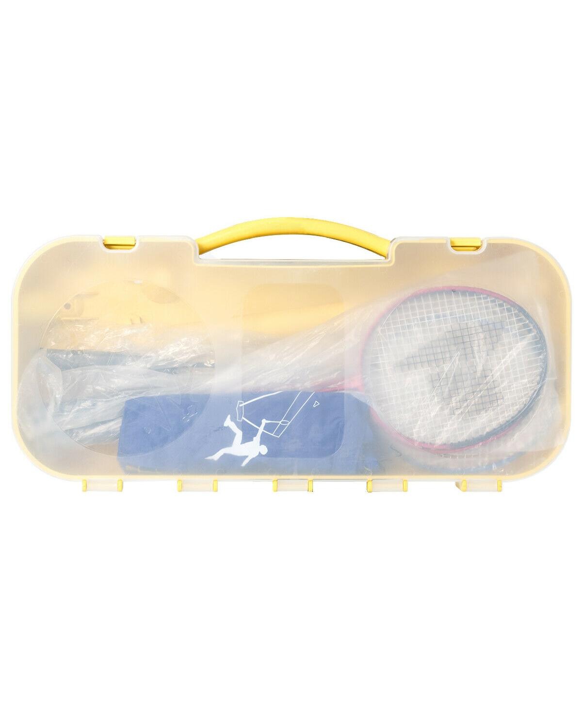Slickblue Portable Badminton Set Folding Tennis Badminton Volleyball Net - Yellow and Blue