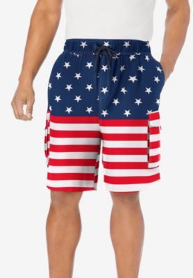 Big & Tall 8" Printed Cargo Swim Trunks