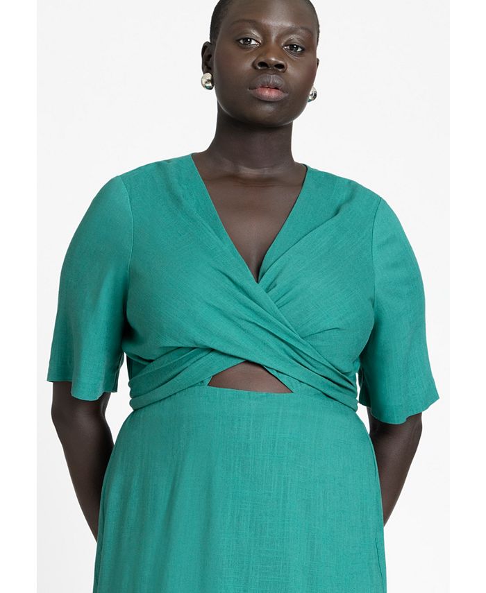ELOQUII Plus Size Tie Front Relaxed Maxi Dress - Macy's