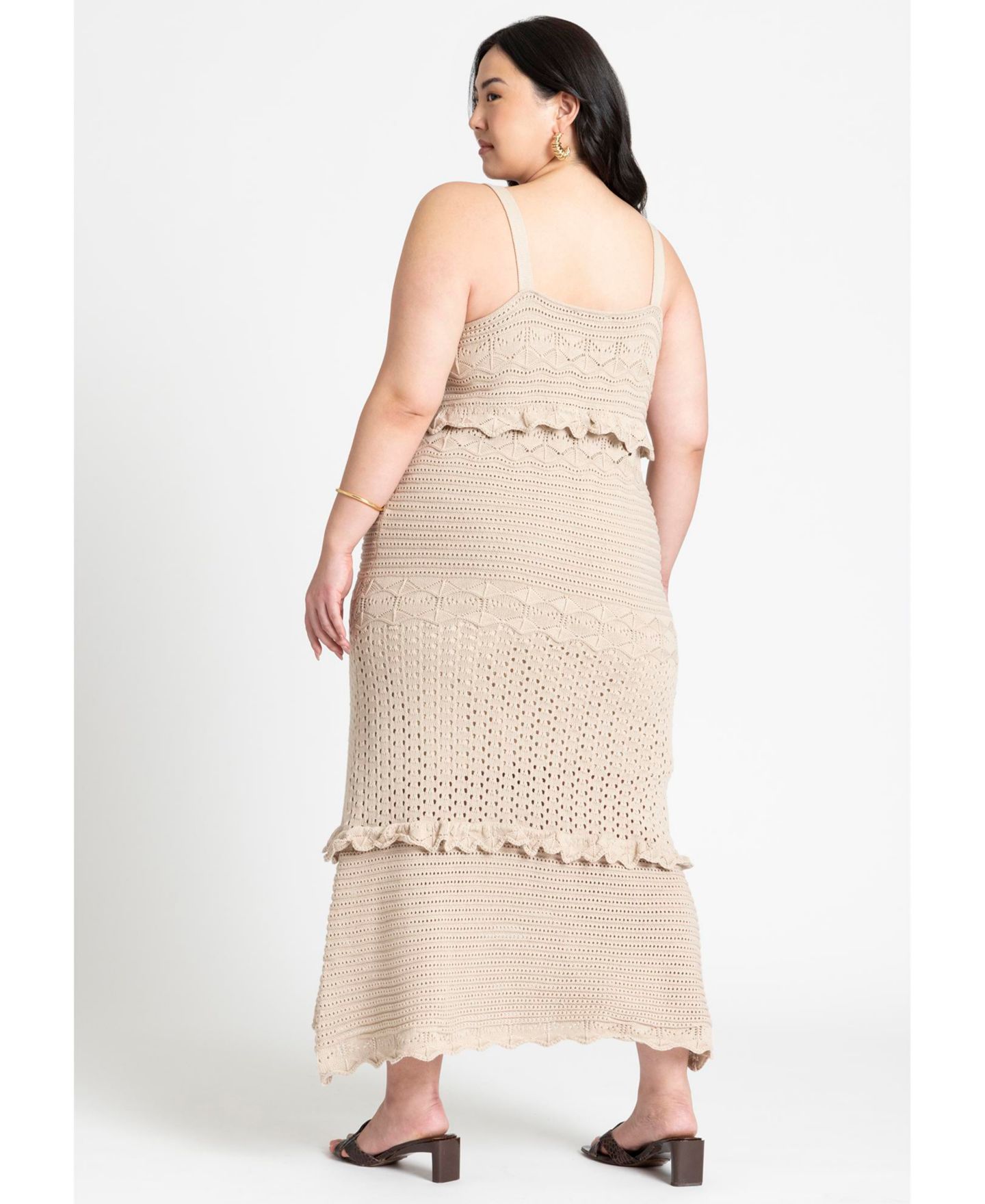 Женское платье ELOQUII Crochet Maxi, цвет: Берёзовый — фото 2