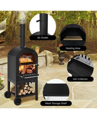Wood Fire Outdoor Pizza Oven Grill with Pizza Stone and Waterproof Cover