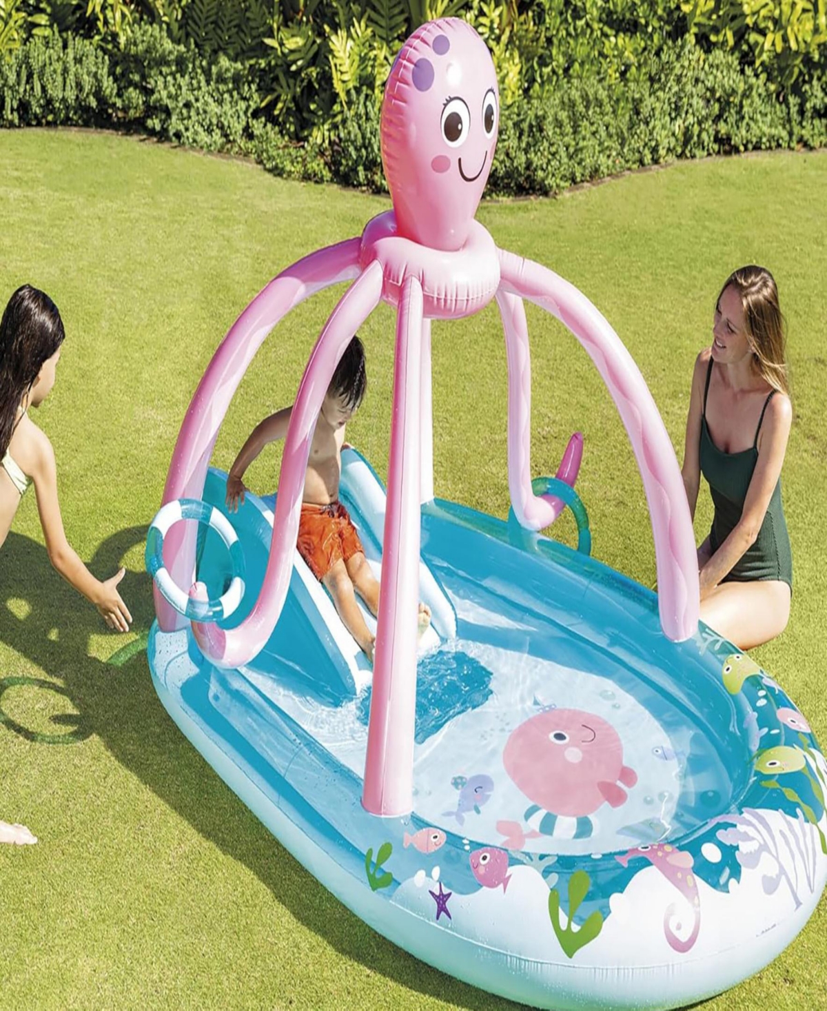 Intex Friendly Octopus Inflatable Play Center Water Slide In Multi