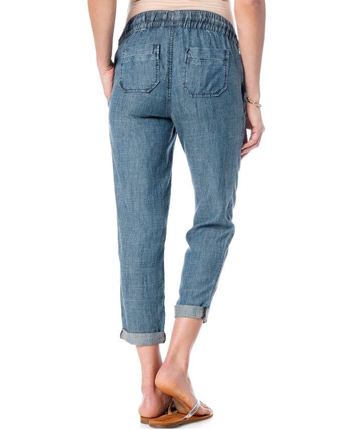 A Pea in the Pod Maternity Chambray Crop Pants - Macy's