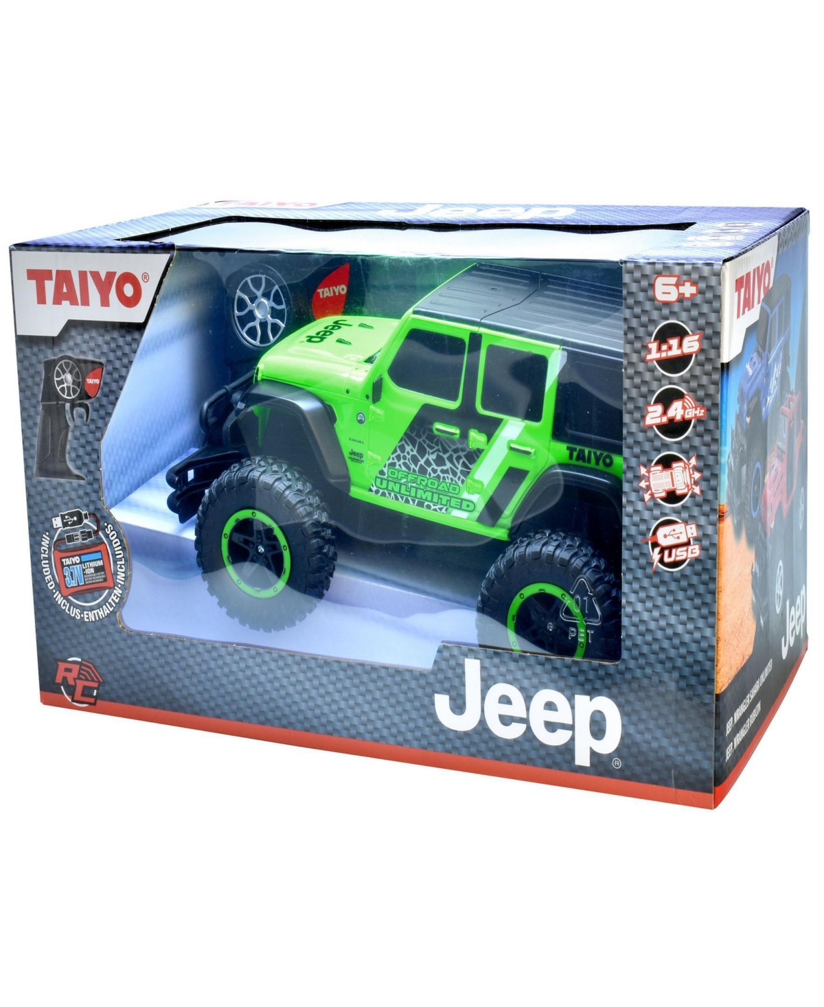 Toy Shock Babies' Jeep Wrangler Sahara Unlimited Green Rc Car In Multi