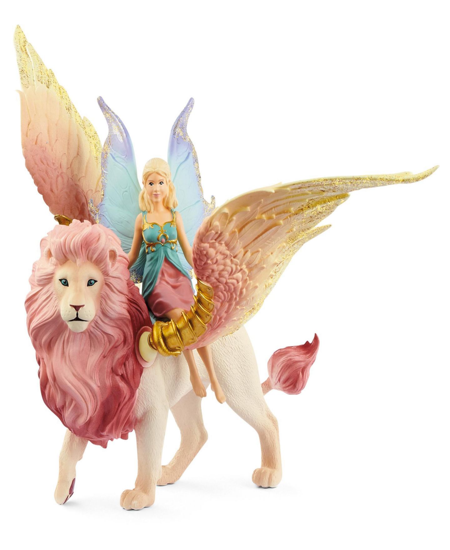 Детский игровой набор Schleich Bayala Fairy in Flight on Winged Lion Flapping Wings 2-Piece Playset, Ages 5+ — фото 1