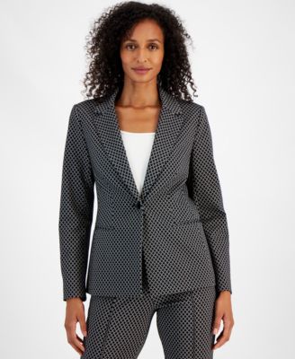 T Tahari - Women's Printed Notched Collar One-Button Blazer