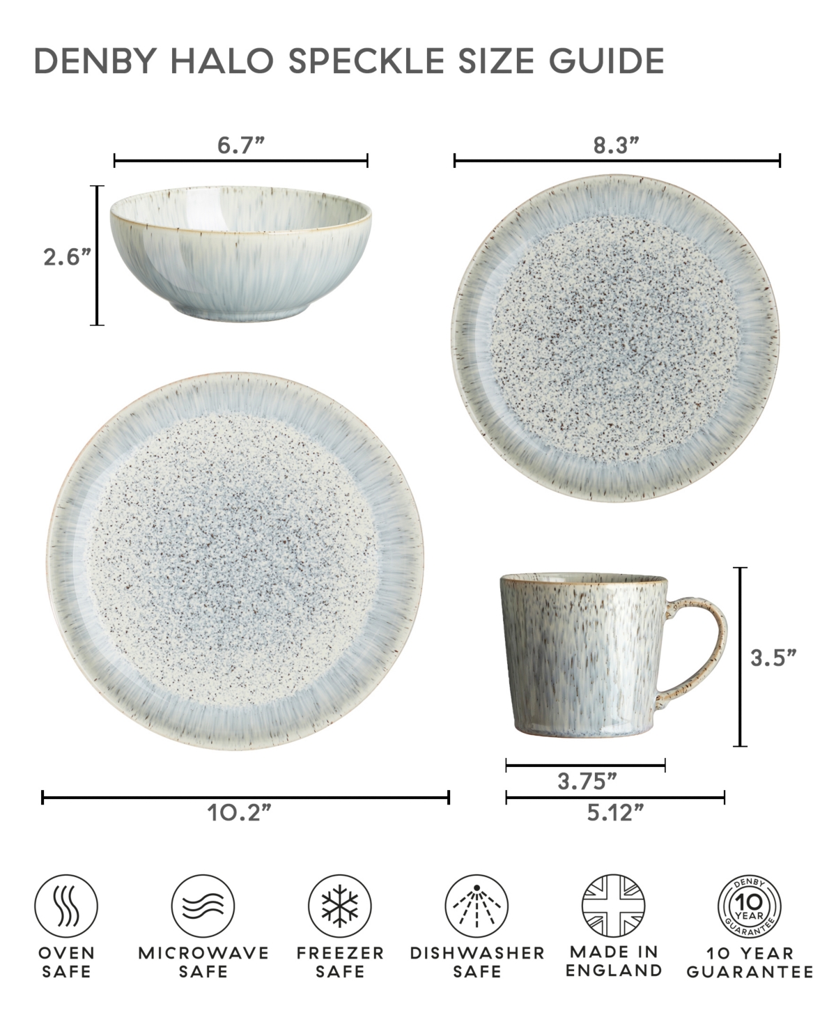 Denby Halo Speckle Set Of 4 Medium Plates In Blue,gray