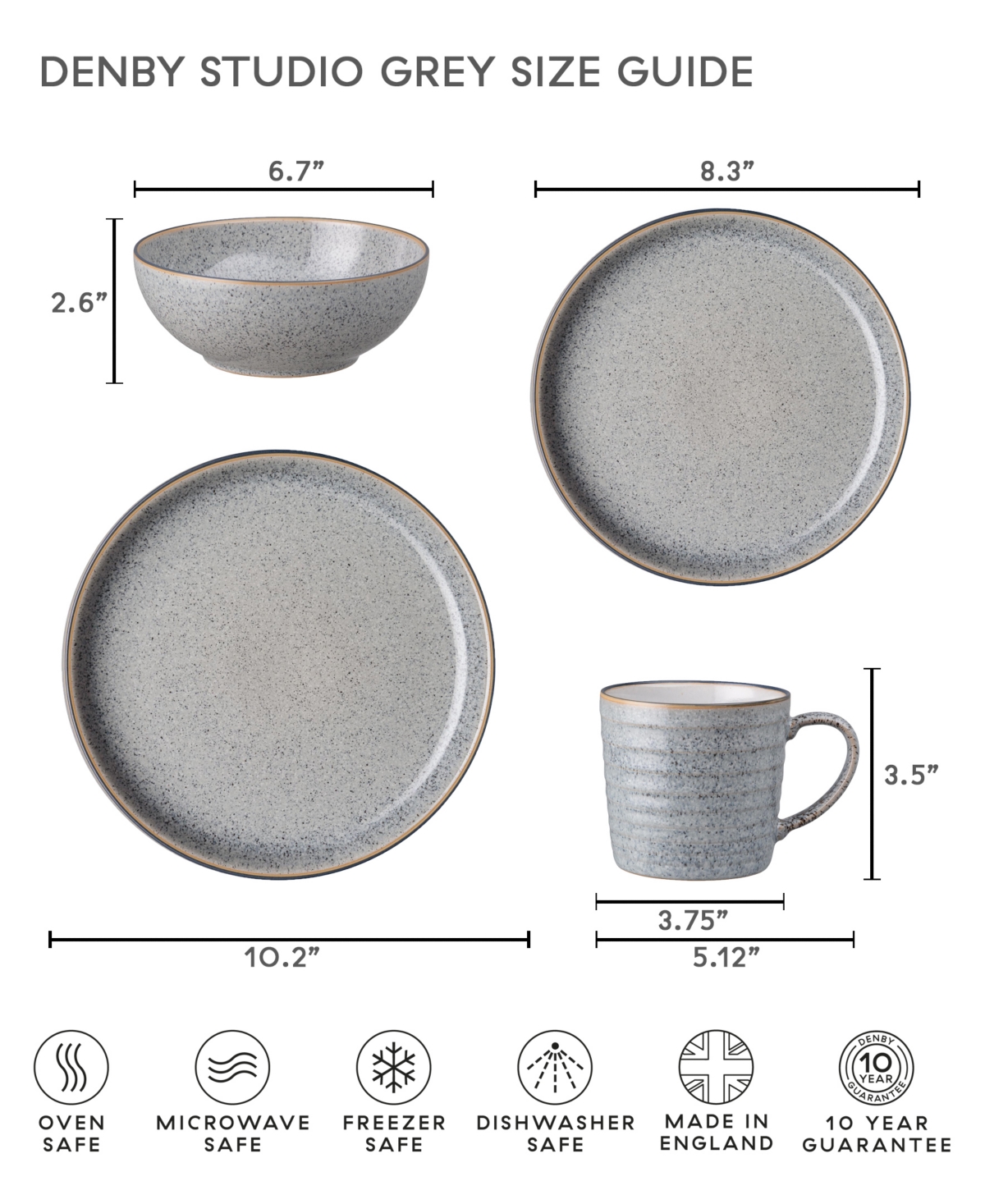 Denby Studio Chalk 12 Piece Dinnerware Set In Light Grey