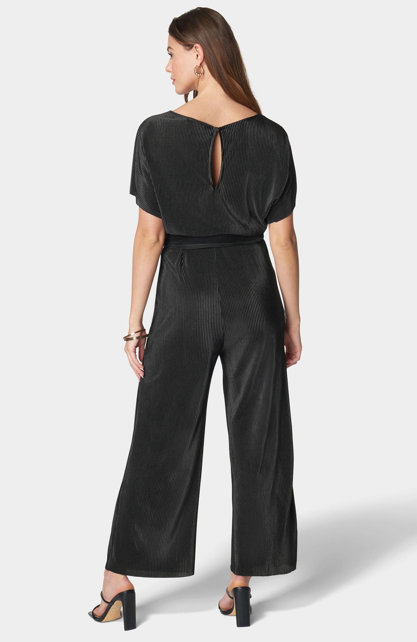 Женский комбинезон Bebe Plisse Culotte Jumpsuit, Blue, XLarge, цвет: Чёрный — фото 3