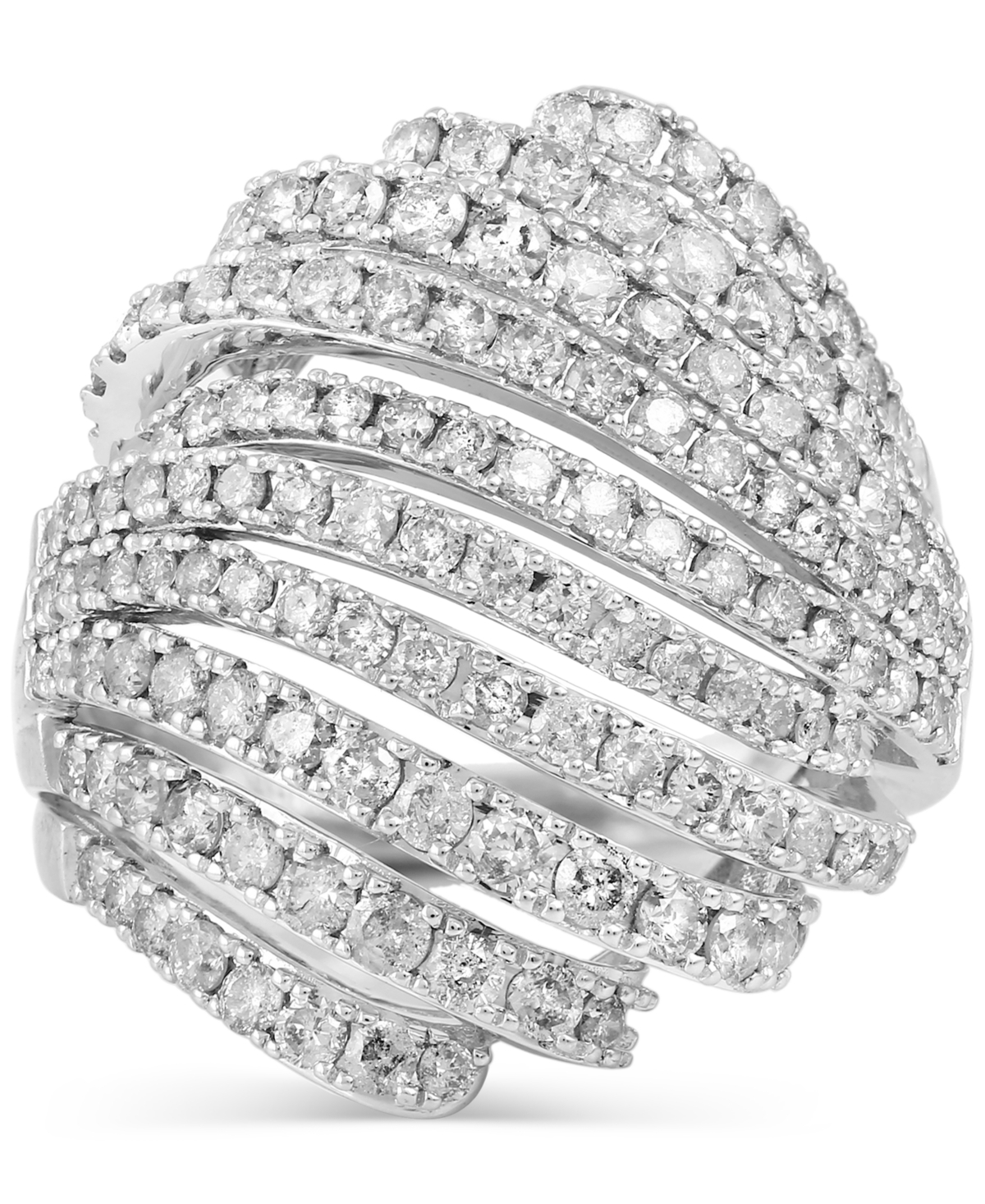 Macy's Diamond Multirow Statement Ring (2 Ct. T.w.) In 10k White Gold In White Gold