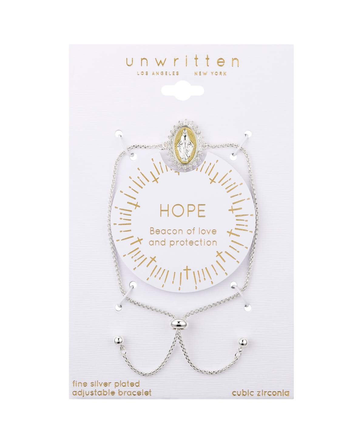 Unwritten Cubic Zirconia Virgin Mary Bolo Bracelet