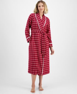 Plaid Flannel Womens Flannel Dressing Gown Leveret Women's Black Green Plaid  Flannel Robe Green-Black 5XL