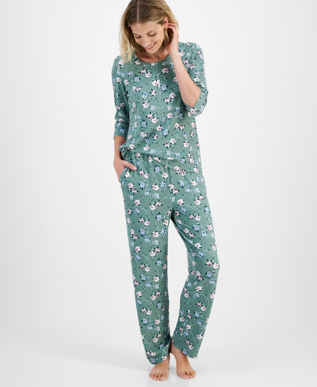 Charter Club Women's 2-Pc. Printed Long-Sleeve Packaged Pajamas Set, Created for Macy's
