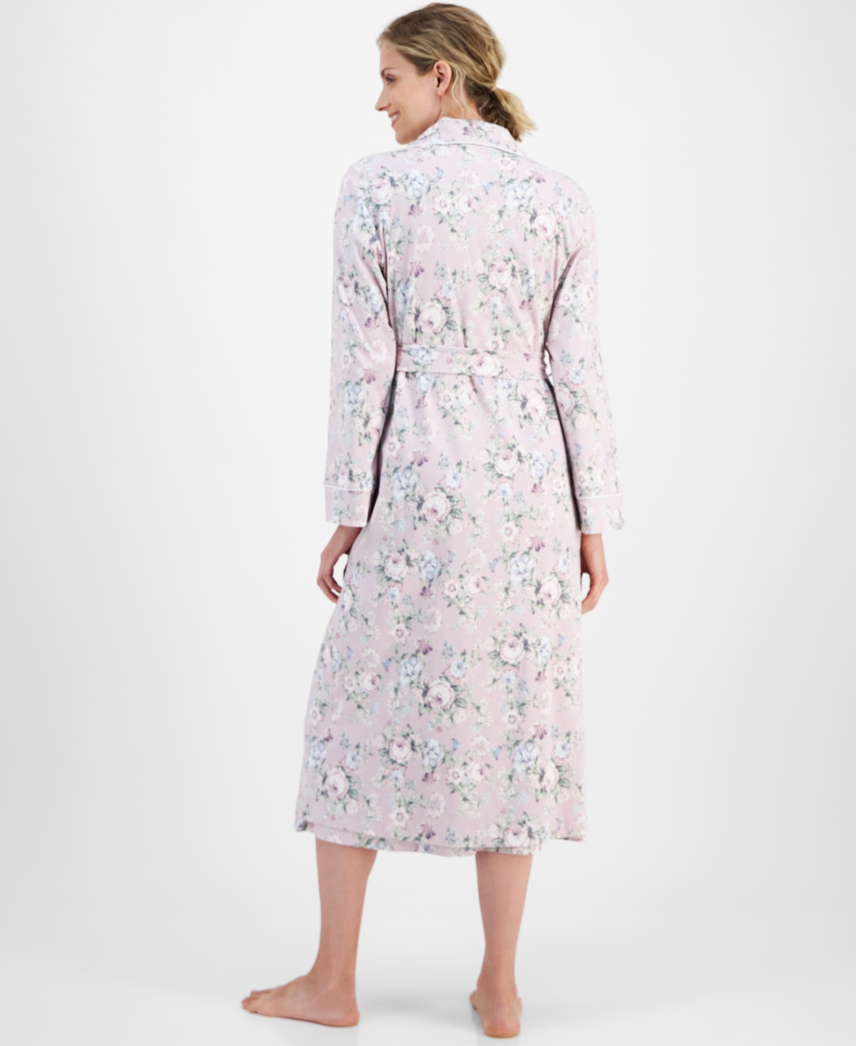 Charter Club Women's Cotton Floral-Print Tie-Waist Robe, Created for Macy's