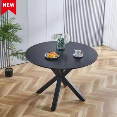 Mid-Century Black Dining Table for 4-6 People