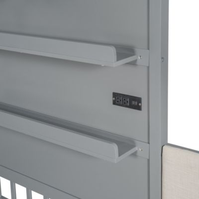 Streamdale Twin House Bed with Sofa, Charging Station, Shelves & Drawers