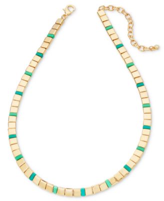 On 34th - Gold-Tone & Color Beaded Collar Necklace, 16" + 3" extender