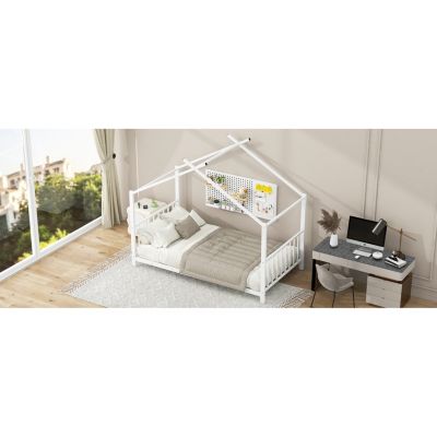 Streamdale Twin Size Metal House Platform Bed, White