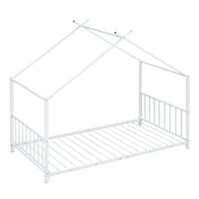Streamdale Twin Size Metal House Platform Bed, White