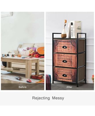 Industrial 3-Layers Fabric Dresser with Fabric Drawers and Steel Frame