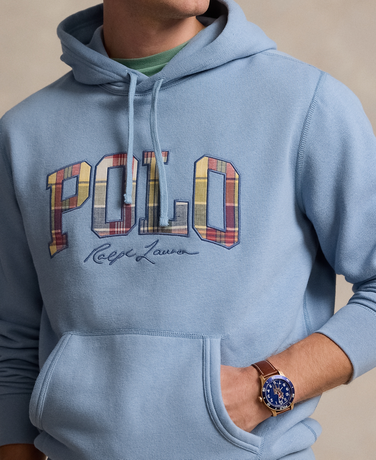 Polo Ralph Lauren Men's The Rl Fleece Plaid-Logo Hoodie