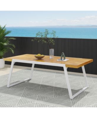 Streamdale Minimalist Chic Acacia Wood Slat Panel Dining Table