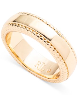 カタログギフトも！ Ralph Lauren Lauren Macy's - Ring Band Edge Textured Gold-Tone アクセサリー