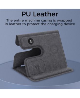 3-in-1 Leather 18W Wireless Charger - SmartPhone, Earbuds & SmartWatch