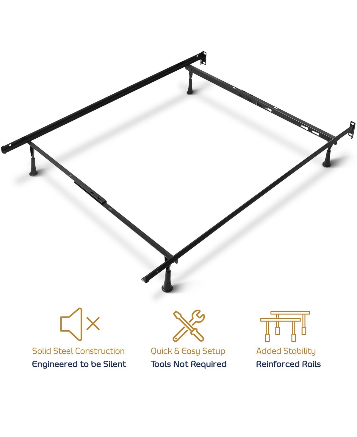 Clara Clark Heavy Duty 4 Lag Adjustable Steel Bed Base - Universal Twin & Full
