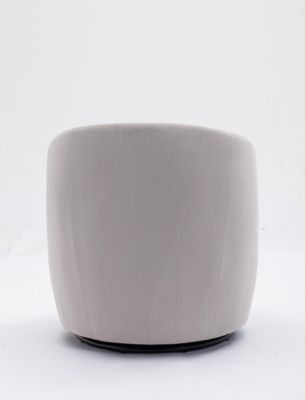 Velvet Swivel Barrel Chair with Metal Ring