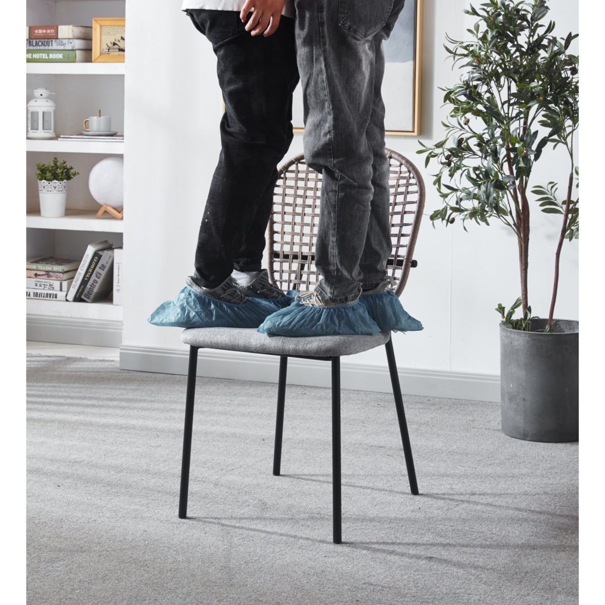 Black And Gray Sennit Chair, Set Of 4, Dining Chair, Coffee Chair