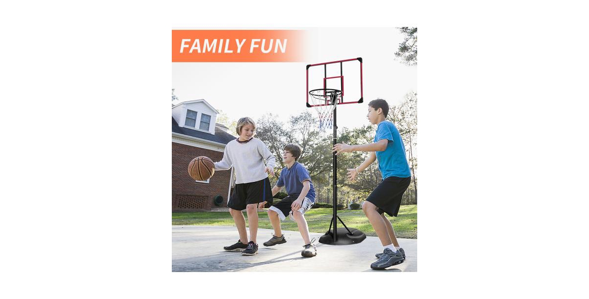 Streamdale Furniture Grow-with-Kids Adjustable Basketball Hoop for Indoor and Outdoor Play - Black+red
