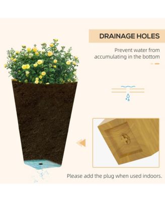 3-Pack Stackable Wood Grain Planters for Long-Rooted Plants (28" Tall)