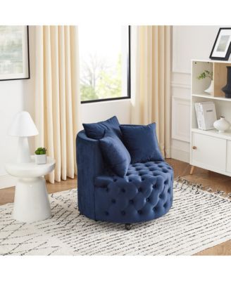  Standard Size  Plush Velvet Upholstery  Tufted Cushion, Swivel Base, Caster Wheels Accent Chair