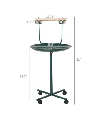 48" Rolling T-Stand Bird Training Activity Playground With Perch