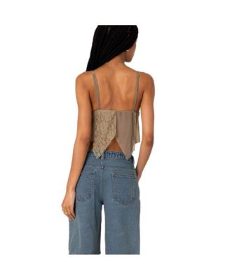 Women's Patchwork Lacey Mesh Top