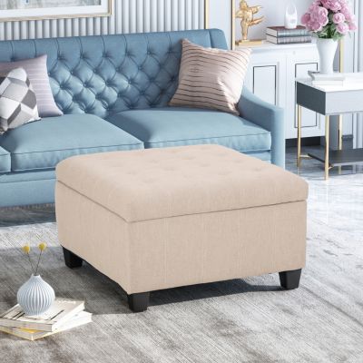 Streamdale Chic Waffle-Stitch Storage Ottoman Unclutter in Style