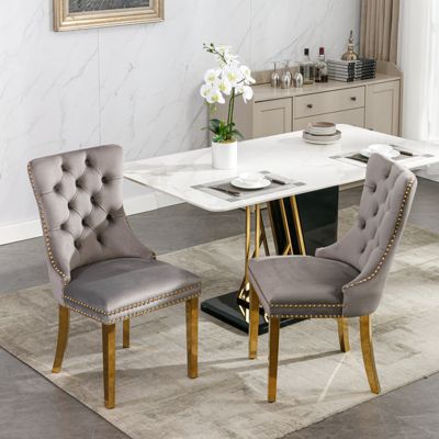 Set of 2 Velvet Upholstered Contemporary Dining Chairs