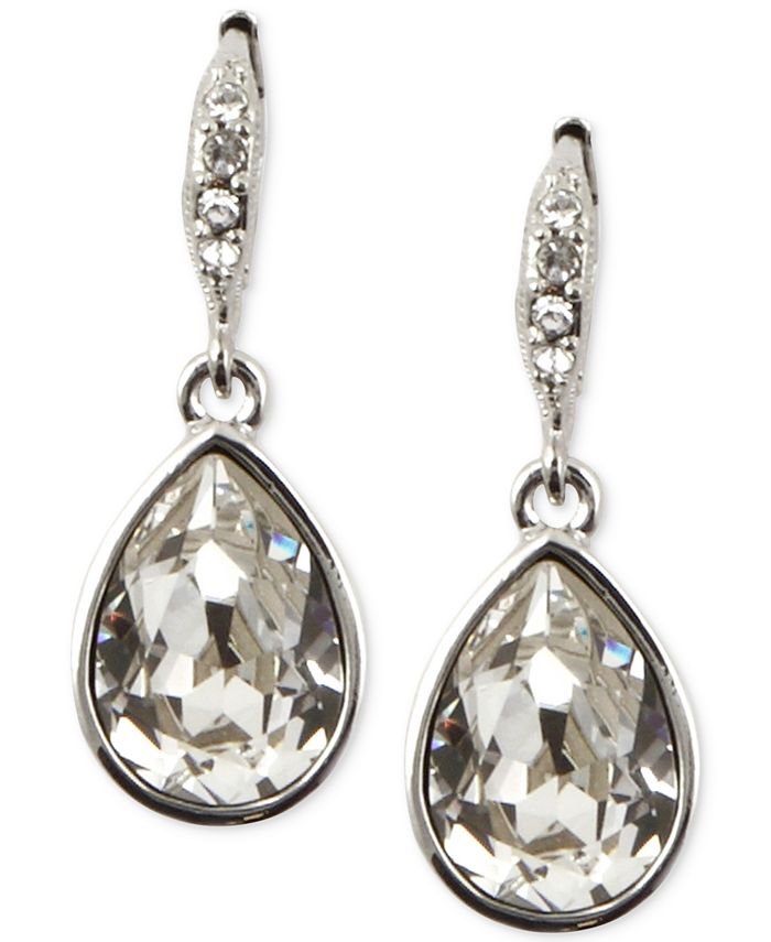 Givenchy Silver-Tone Crystal Teardrop Earrings - Macy's