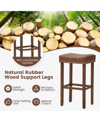 Upholstered Bar Stools Set of 2 with Footrests for Counter